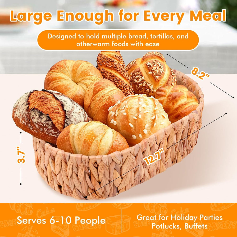 Bread Basket with Warming Stone and Cloth -Terra Cotta Bread Warmer, 12.7 * 8...