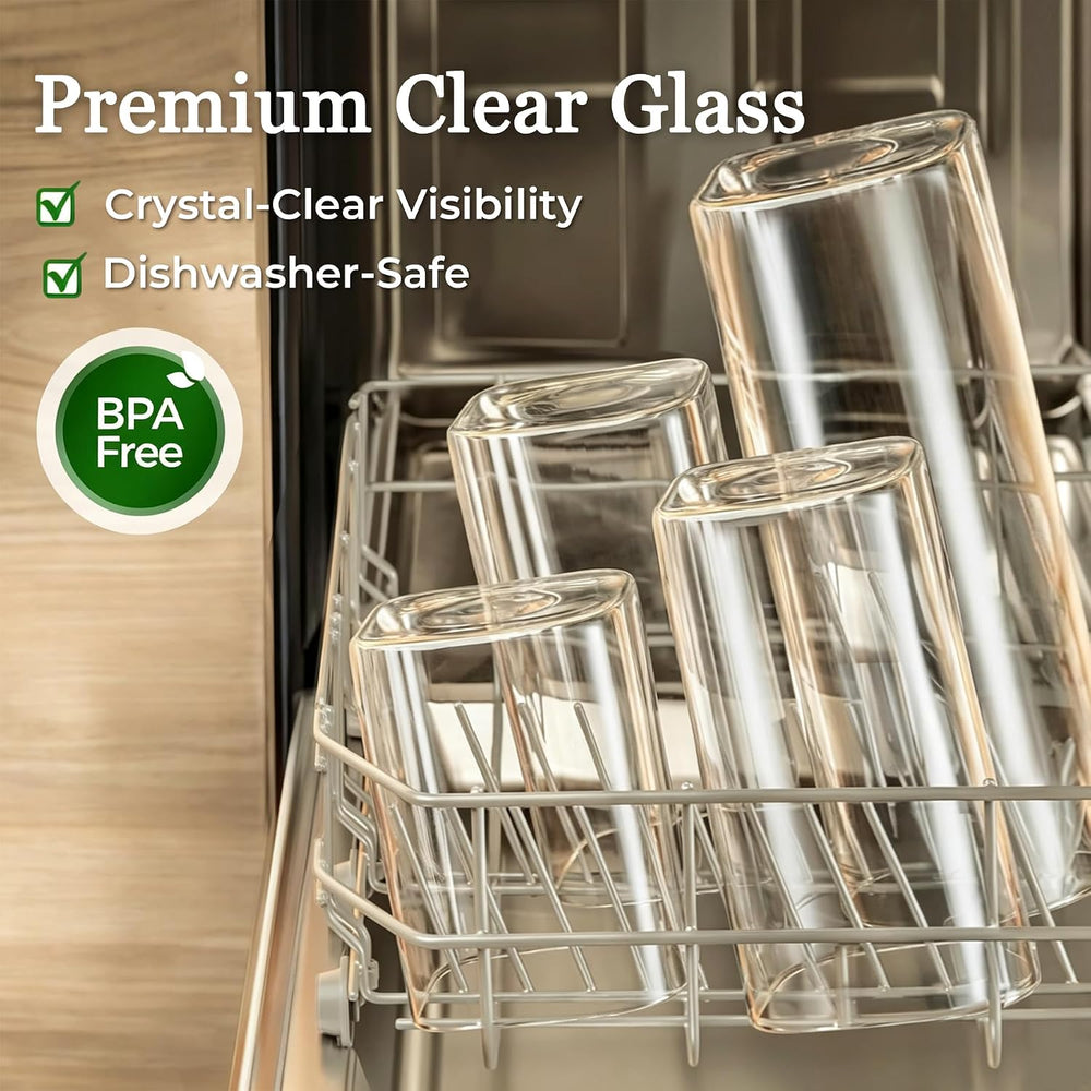 ComSaf Glass Storage Containers with Lids 1.8 Qt, 3 Pack Pantry Organizers
