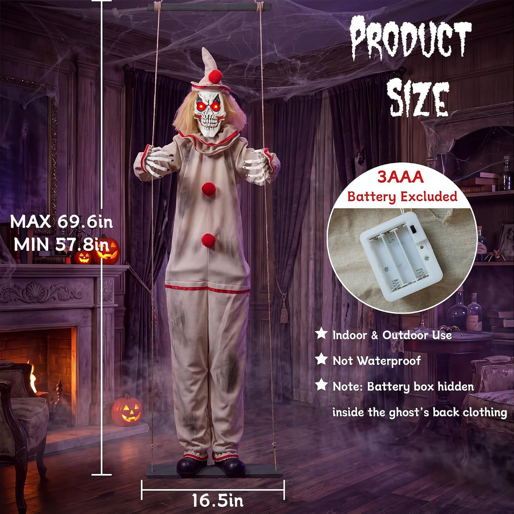 Halloween Decorations Outdoor, 5.9FT Scary Hanging Swinging Clown