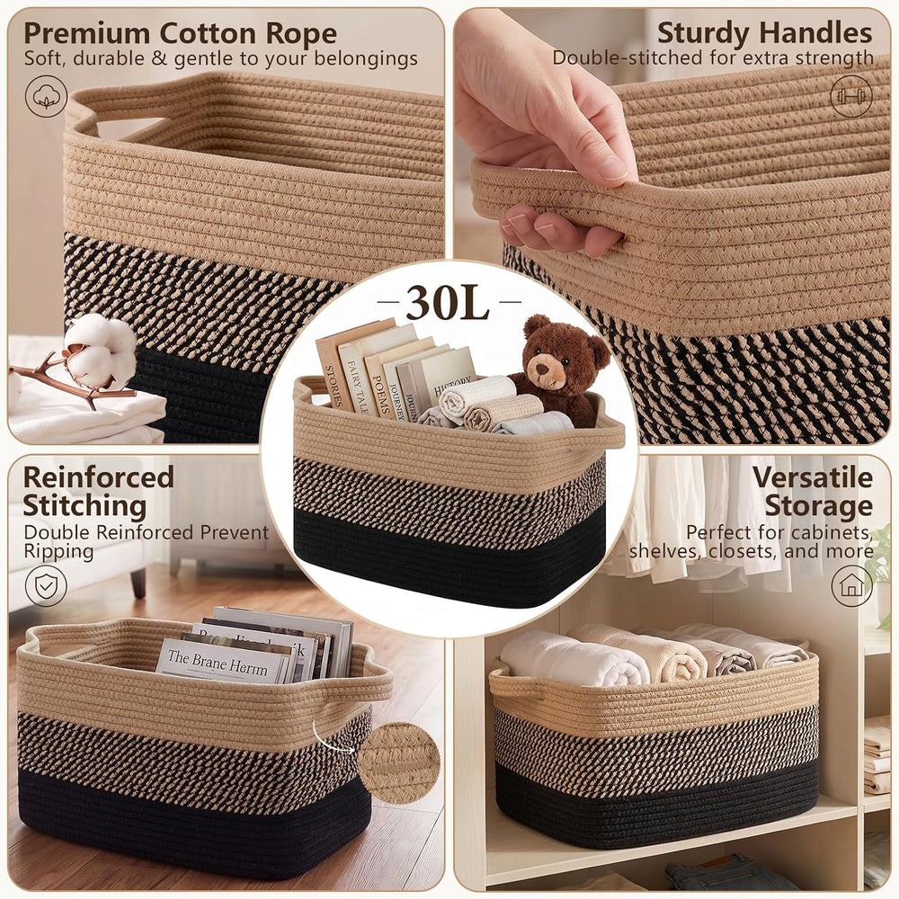 OIASKET Storage Basket for Organizing 3 Pack, Woven Baskets for Storage