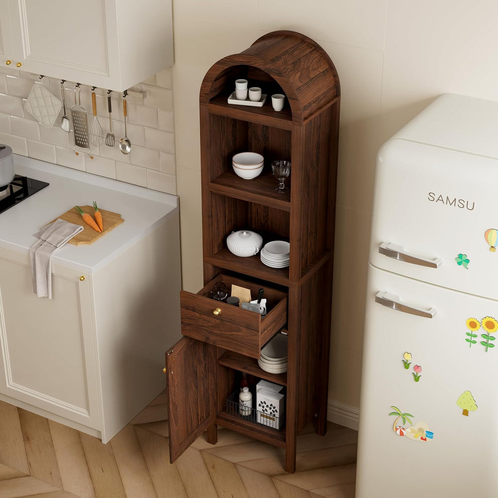 EYYTHUNG Arched Bathroom Narrow Storage Cabinet with Door and Drawer, 67"...
