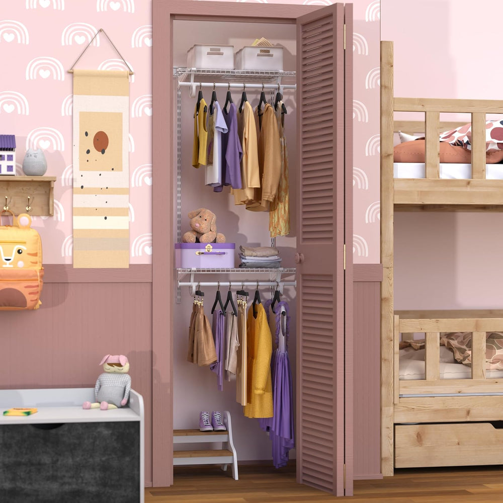 ClosetMaid ShelfTrack Closet Organizer System, Adjustable Double Hang Rod Kit...