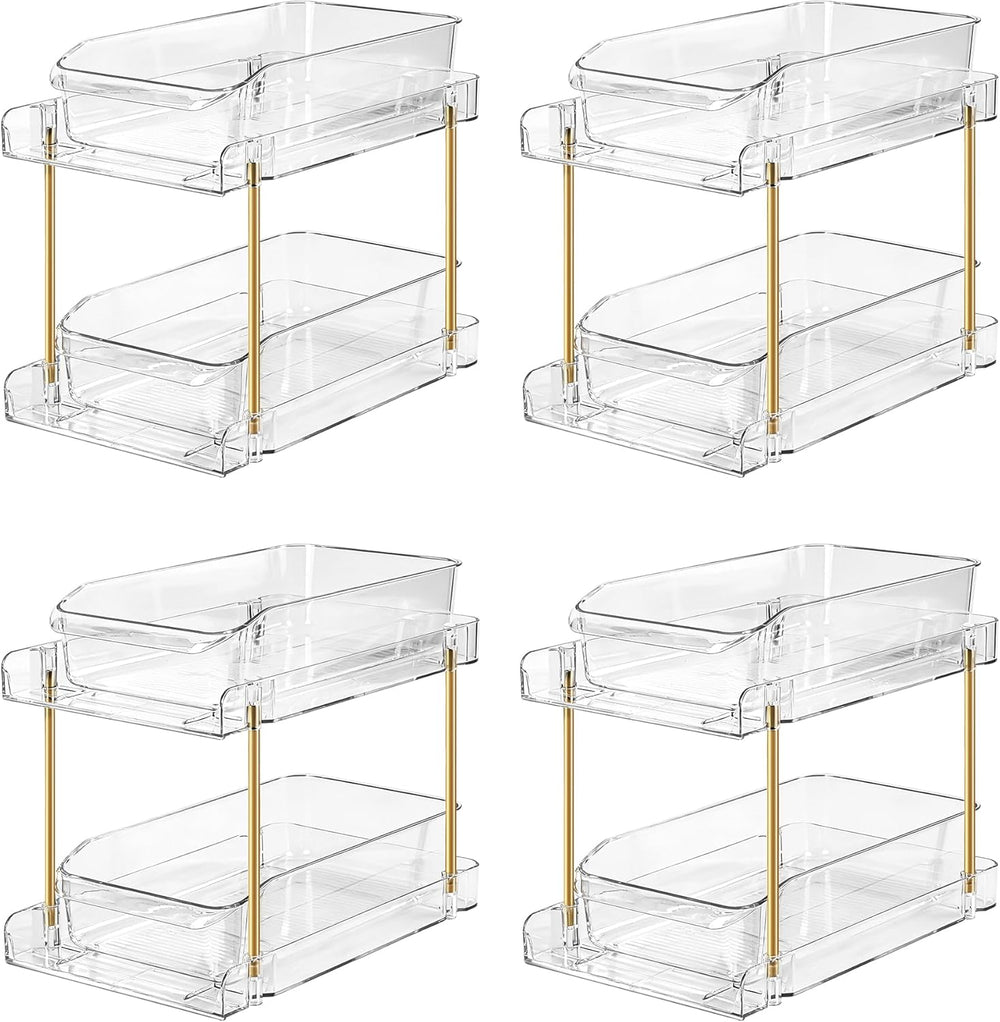 LAREKUN4pack 2-Tier Organizer & Storage Unit Stackable Bathroom Cabinet O...