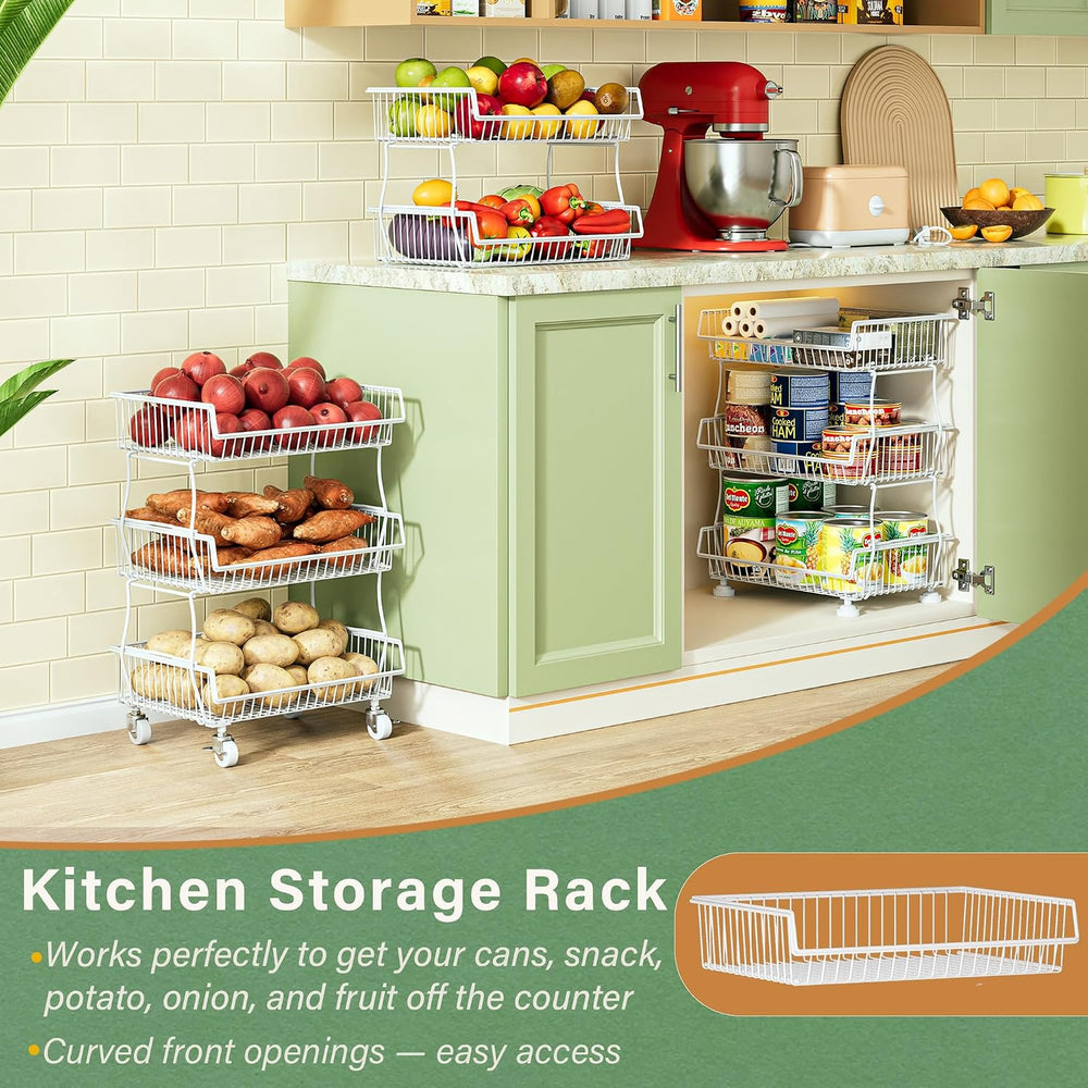 OKZEST Pantry Organizers and Storage Cart with Upgraded Metal Hub Casters