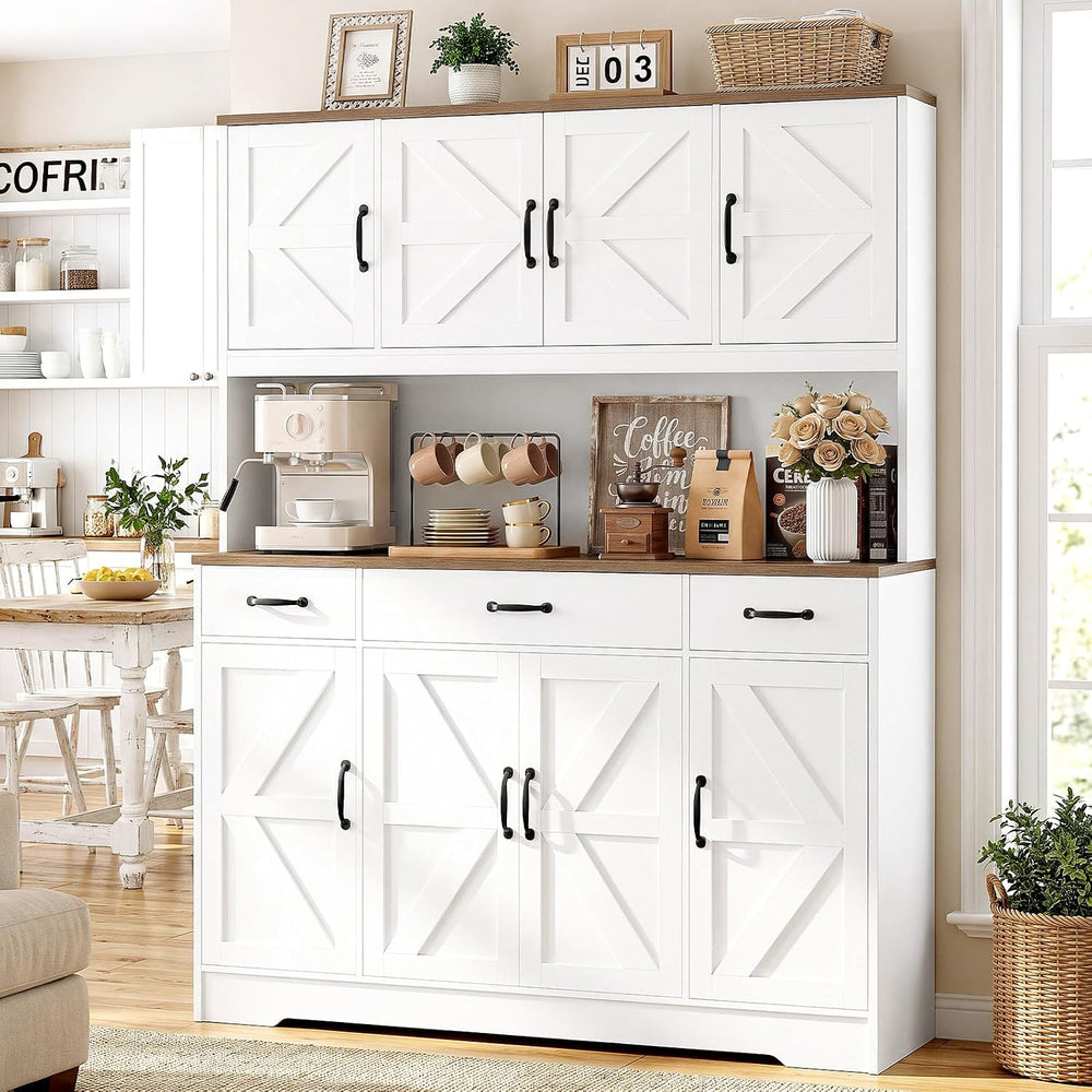 71"H Kitchen Pantry Storage Cabinet, 55" W Kitchen Hutch Cabinet