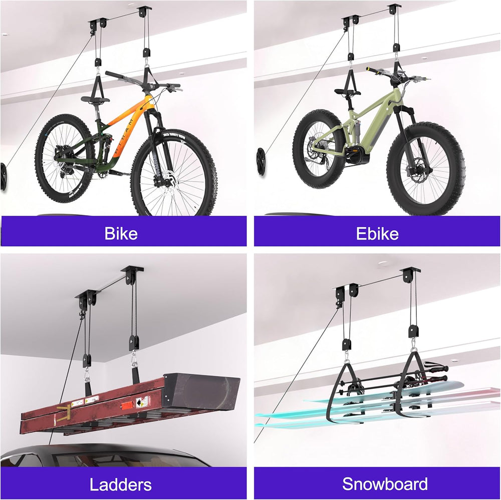 TRUSOON Bike Hoist, Heavy Duty Ebike Pulley System for Garage Ceiling, 85lb