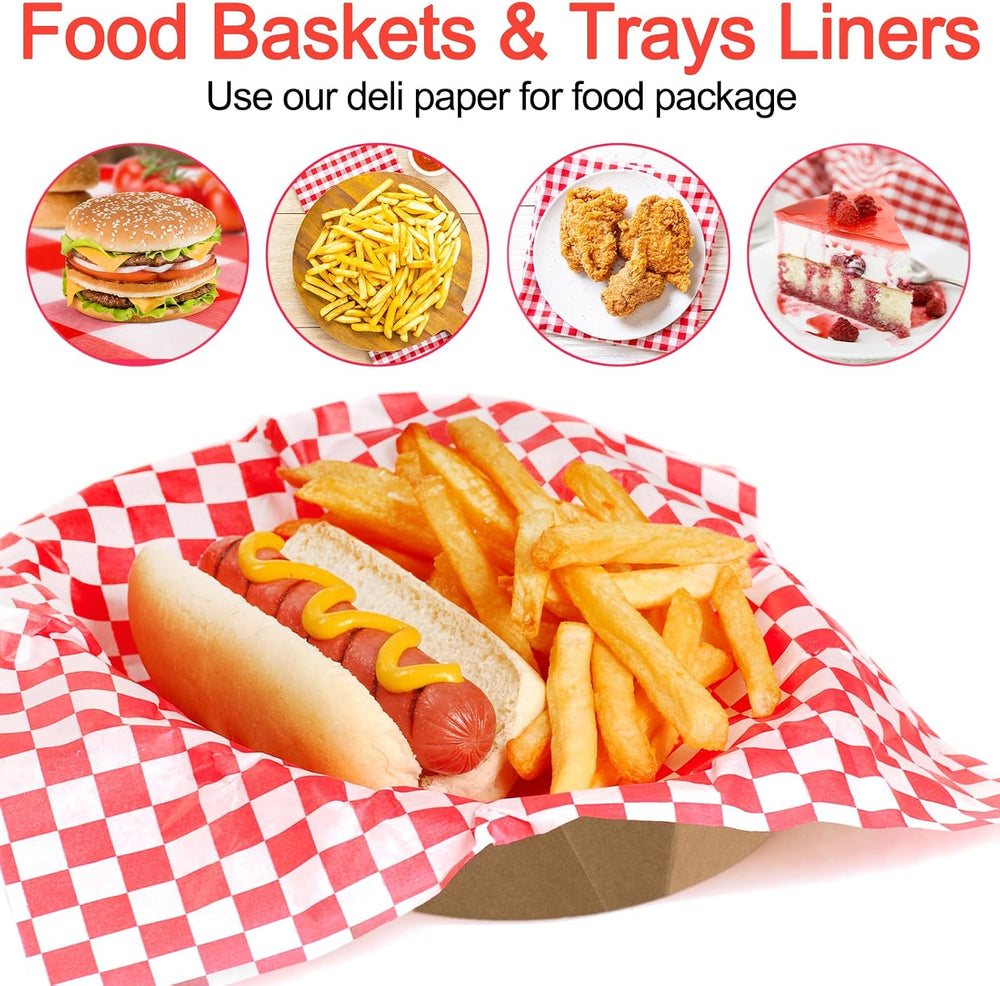 960 Pieces Wax Paper Sheets for Food, 12 x 12 inches Checkered Sandwich Wrapp...