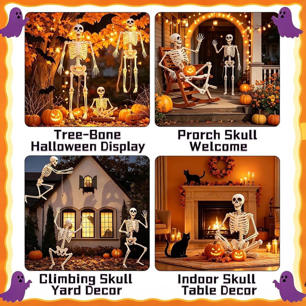 5.4FT/165cm Halloween Life Size Human Skeleton with Full Body Posable Joint