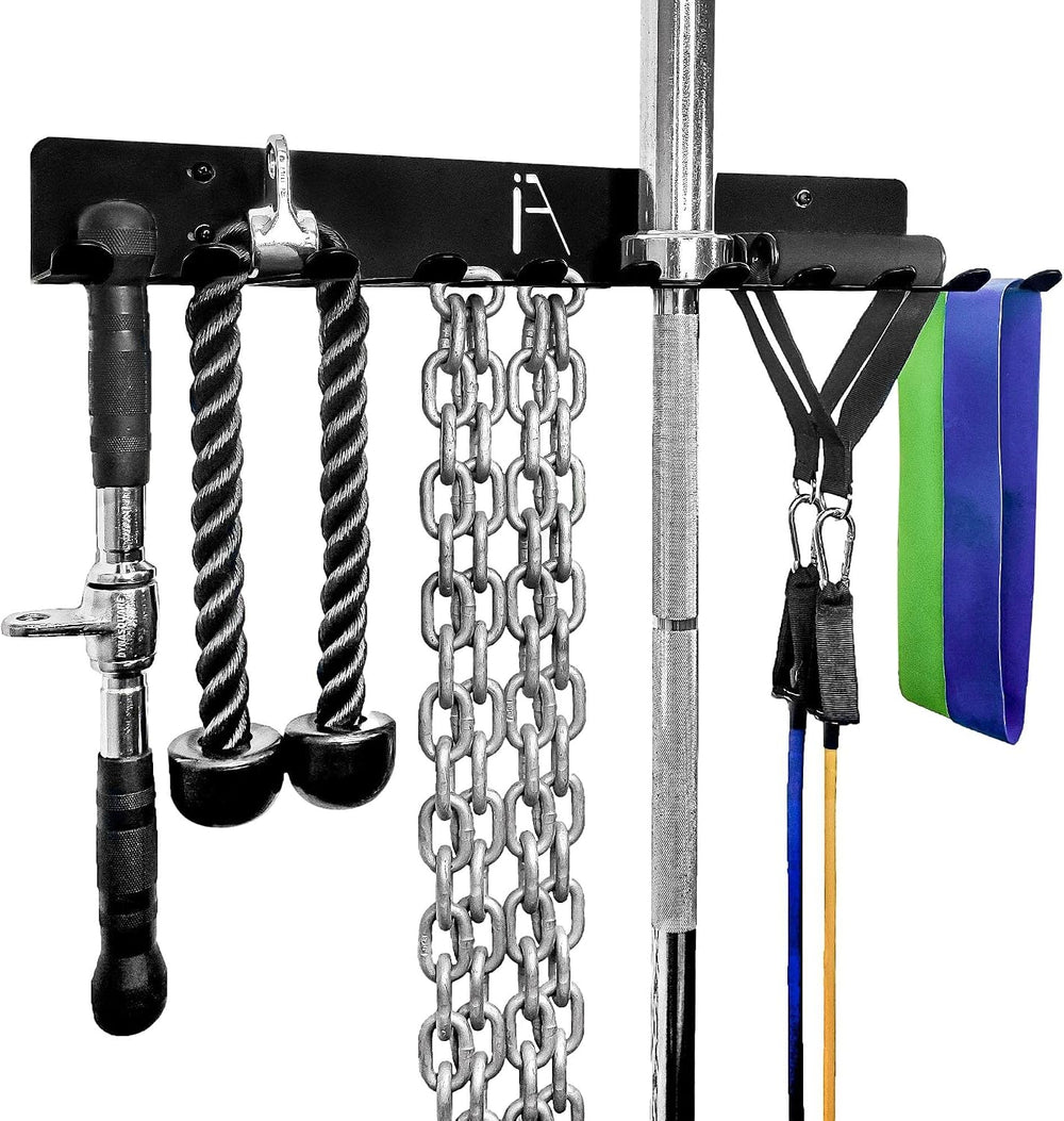 Gym Storage Rack Wall Mount, 11-Hook Cable Attachment Organizer, USA Made