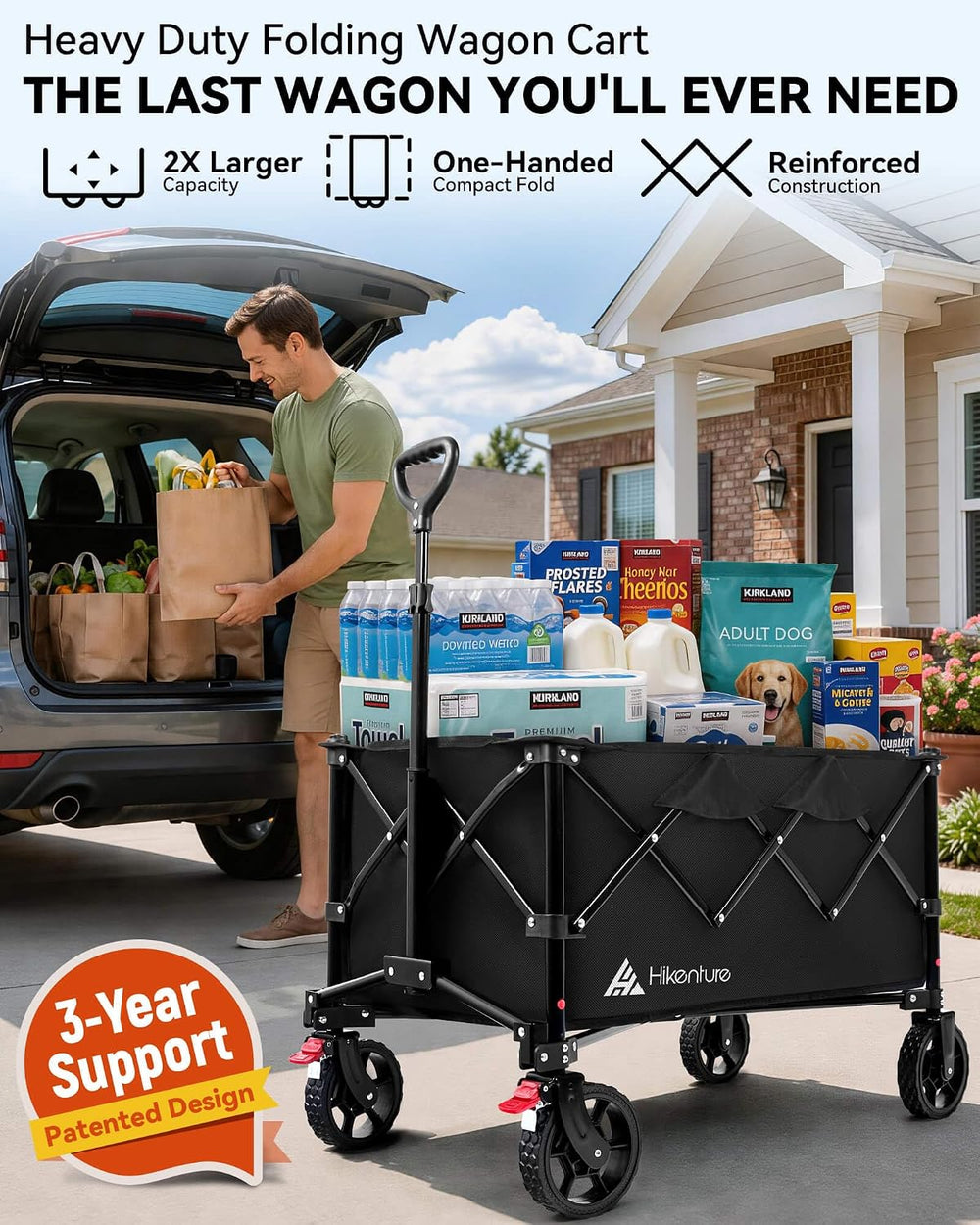 Hikenture Wagons Carts Foldable 330LBS, Heavy Duty Collapsible Wagon