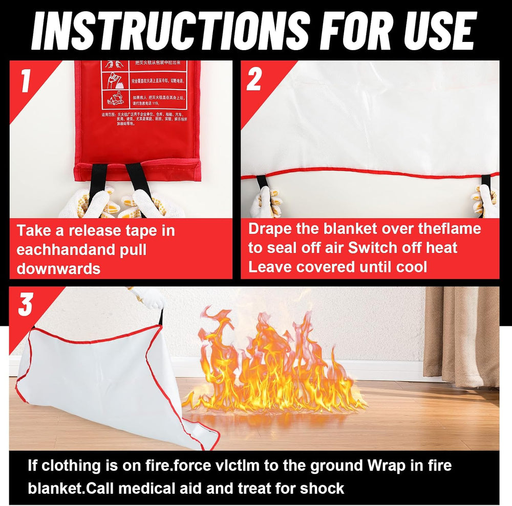 Copkim 30 Pcs Fire Blankets Emergency for Home and Kitchen, Gloves, Hooks