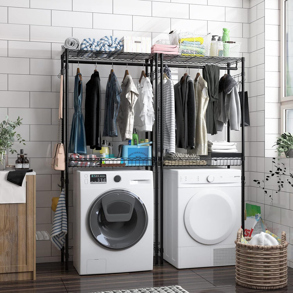 Xiofio Washer and Dryer Storage Shelf,Clothes Drying Rack,2 Tier Adjustable H...