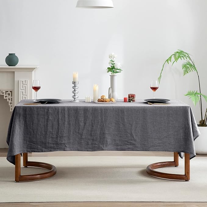 EVERLY 100% Pure Linen Rectangle Tablecloths 60x120Inches for Dining,Buffet P...