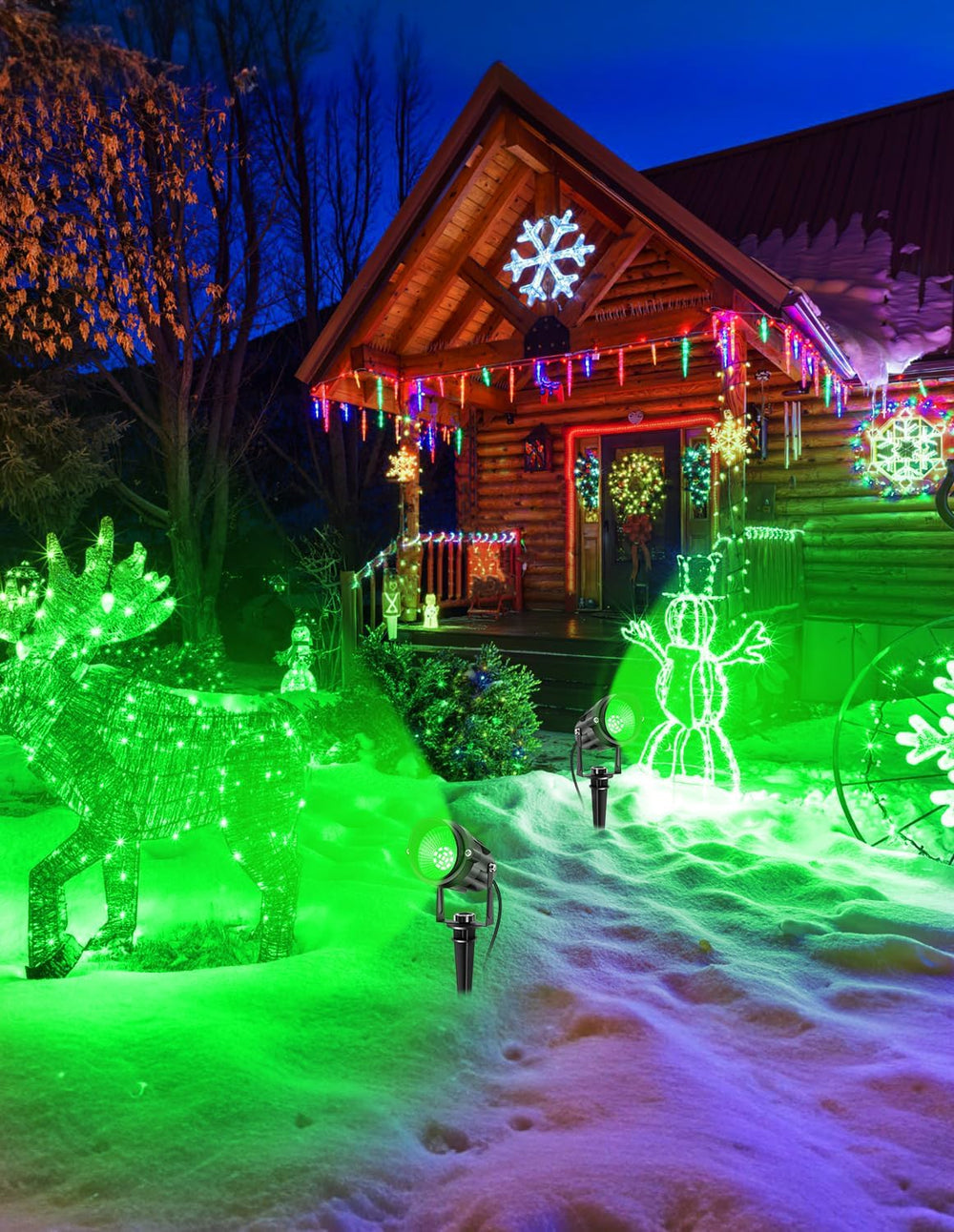 Halloween Green LED Spot Lights Outdoor, 14 LED Landscape Lighting with US Pl...