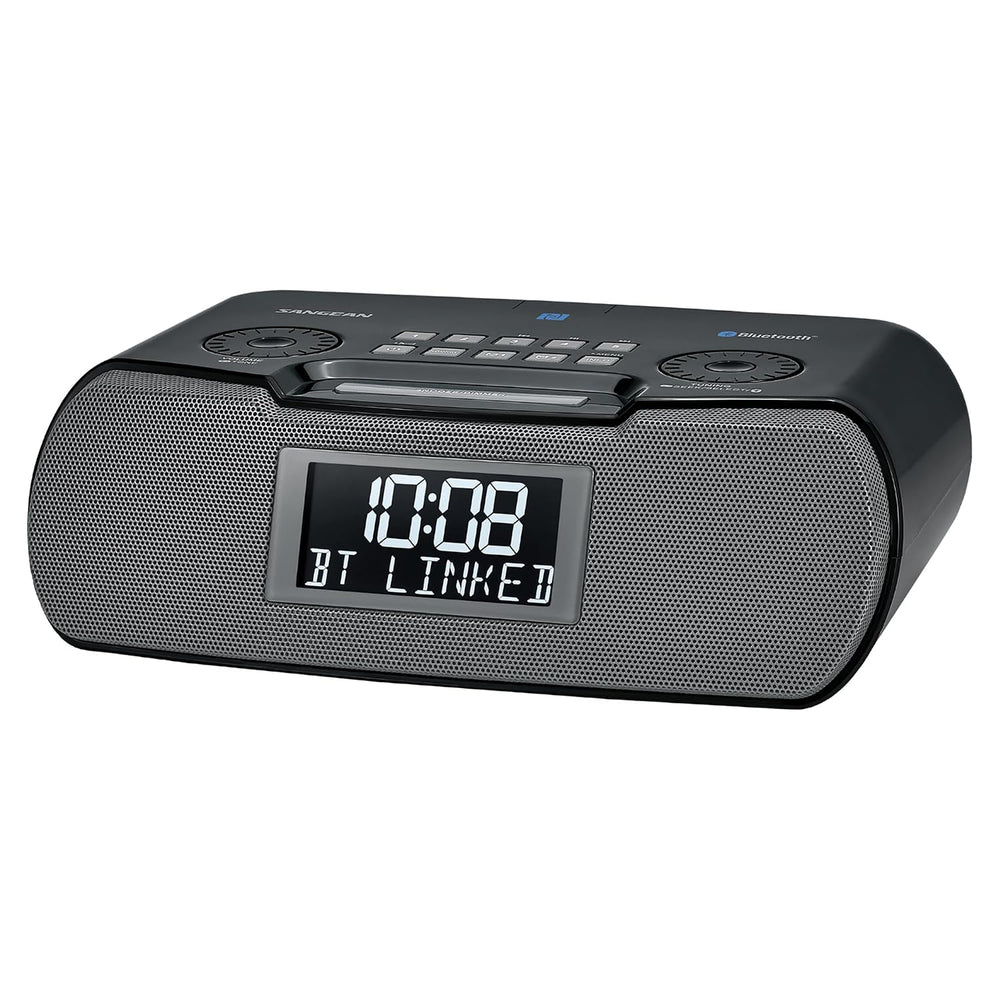 Sangean RCR-20 AM/FM Bluetooth Clock Radio, USB Charging, Backup, Black