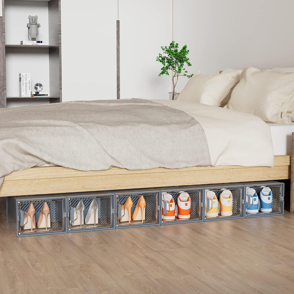 SIMPDIY XL Clear Shoe Storage Boxes, Stackable Shoe Organizer for Closet