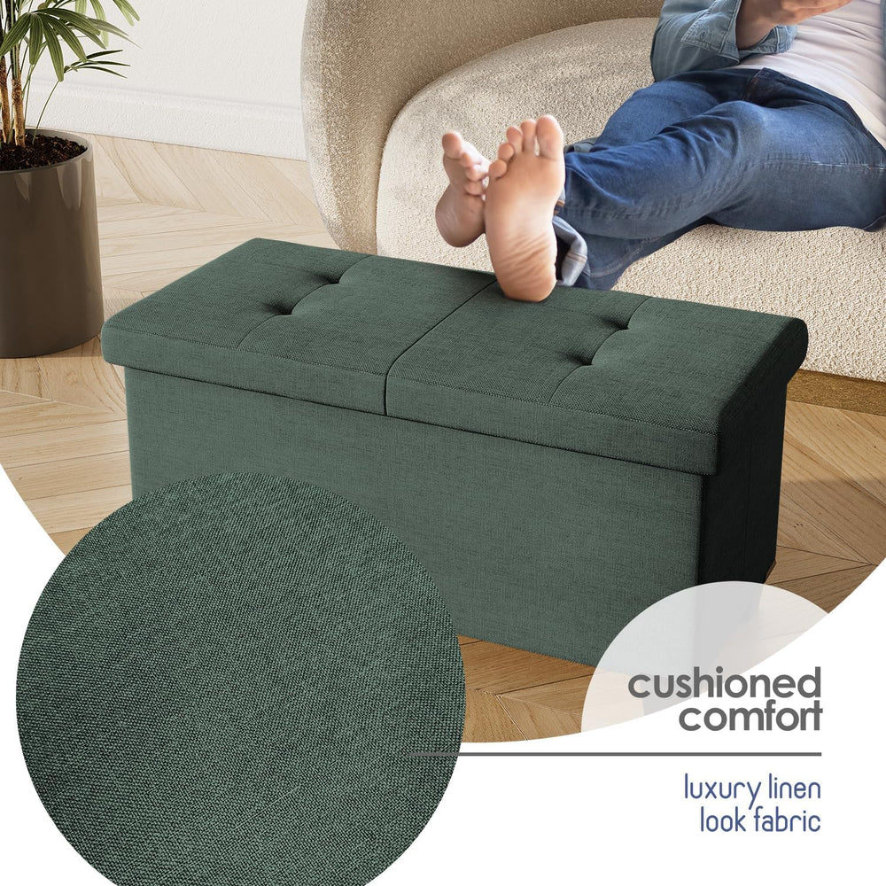 Storage Ottoman Bench with Bins, 30-in Storage Bench for Bedroom End of Bed, ...