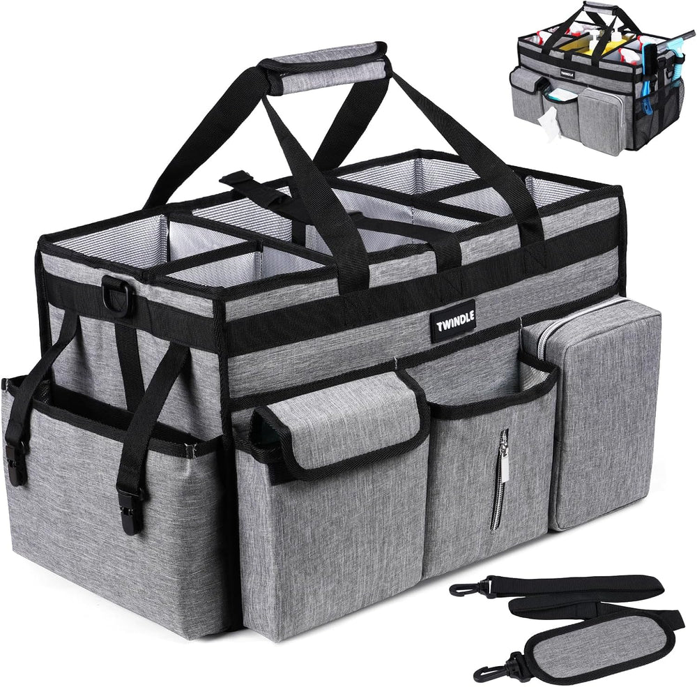Extra Large Cleaning Caddy Bag with Rigid Support Board, Cleaning Organizer T...