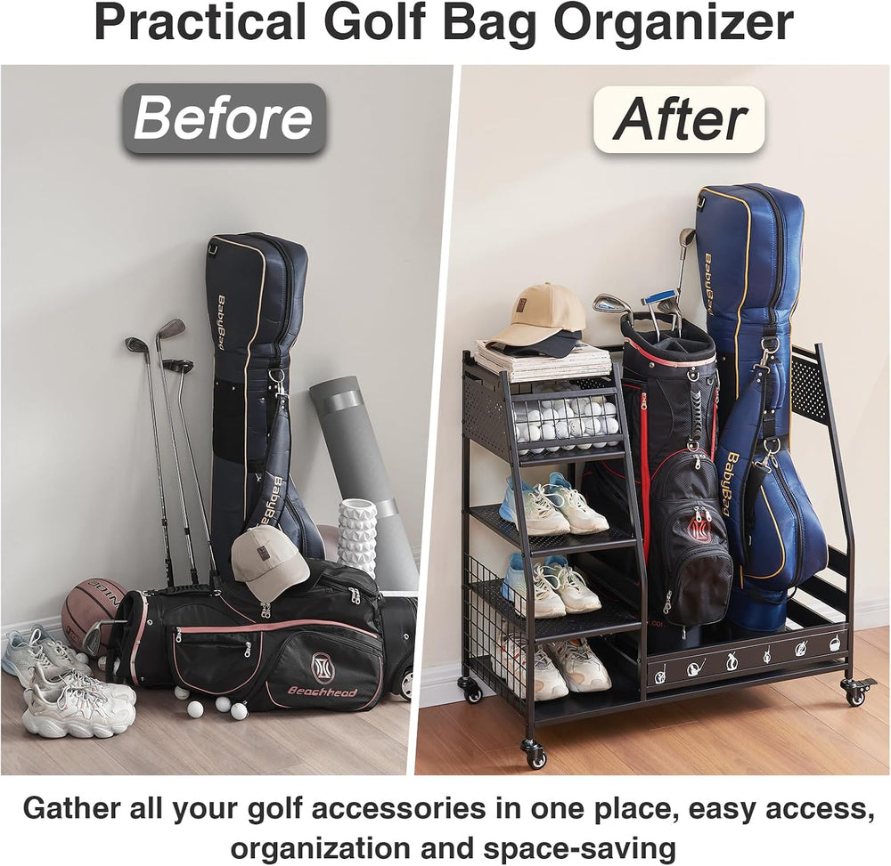 Lauren&Harold Golf Bag Organizer Garage Storage, Golf Storage Rack Stand ...