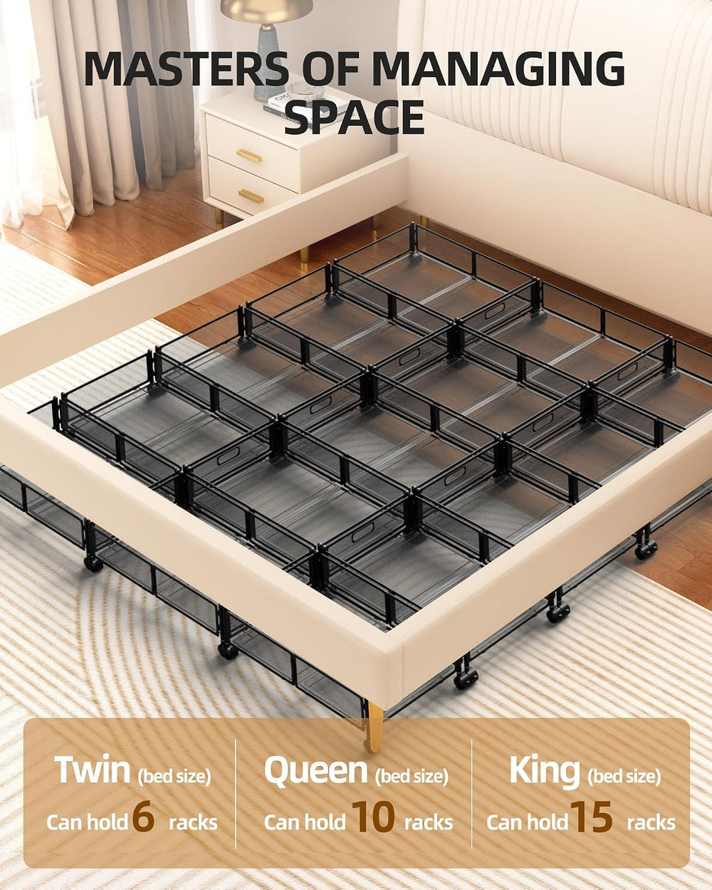 Under Bed Organizer, Storage Bins Under Bed, 60L Underbed Storage Bins for Be...