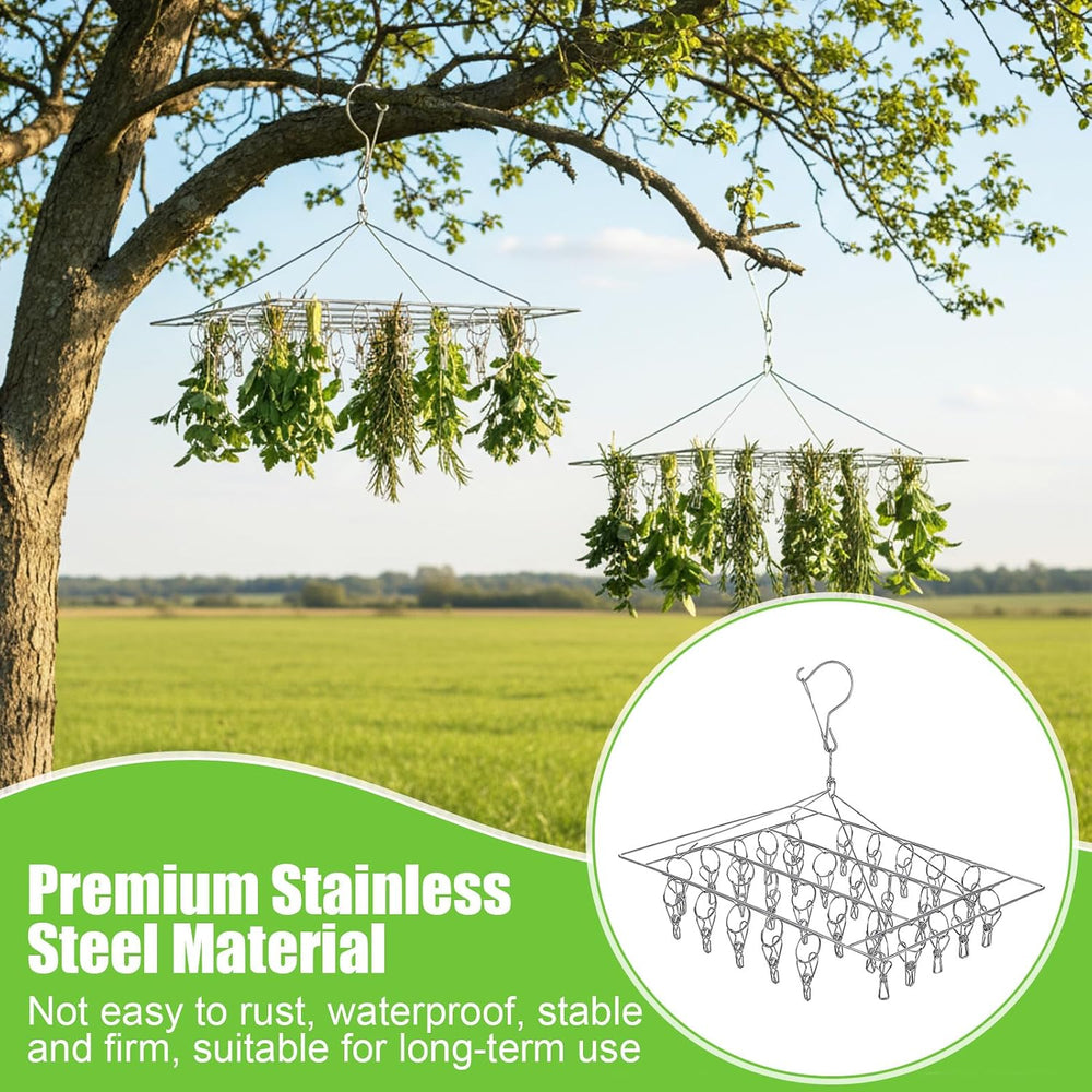 6 Pcs Stainless Steel Clothing Drying Rack, Hanging Drying Rack with Clips, F...