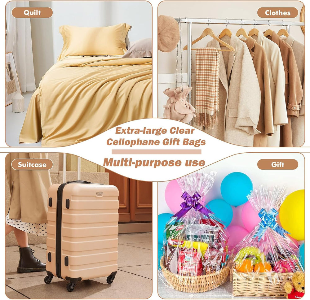 UltraOutlet 150 Packs Large Cellophane Wrap 24 x 30 Clear Cellophane Gift Bas...