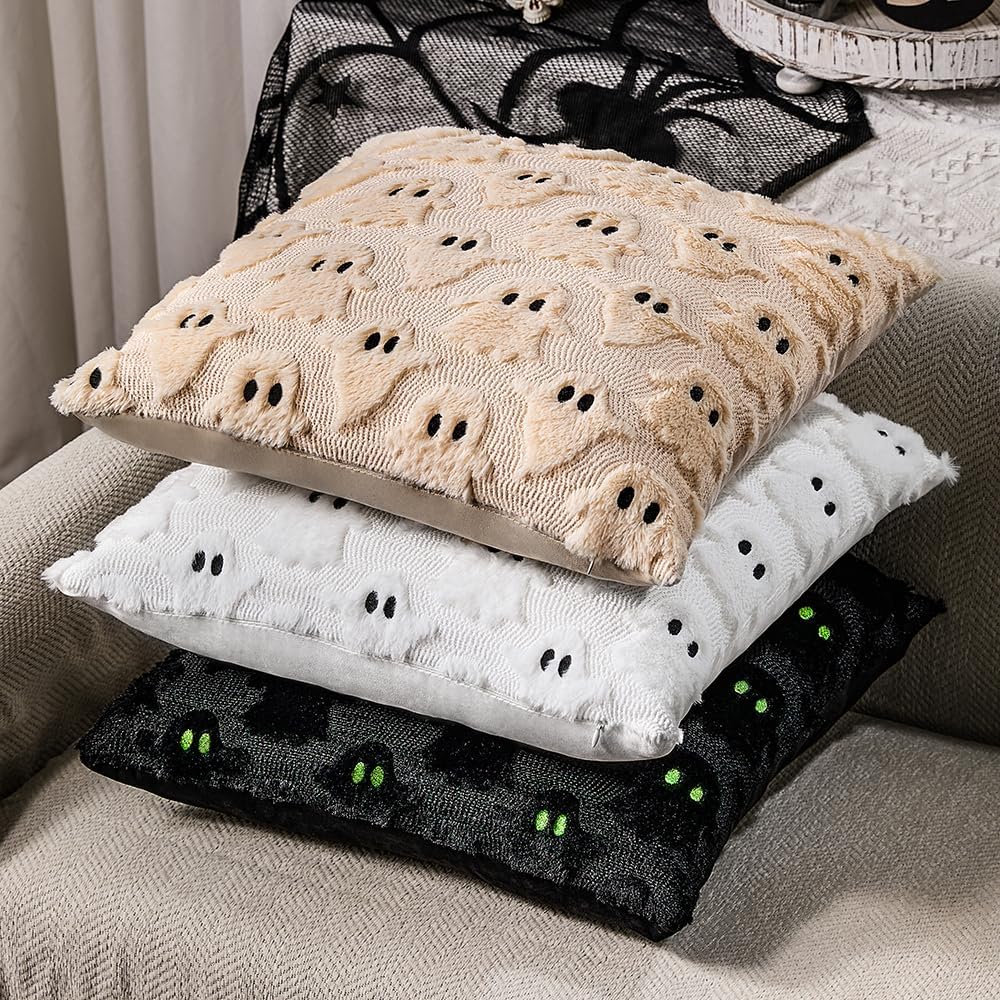 DFXSZ Halloween Pillow Covers 26x26 inch 2Pcs White Ghost Halloween Decor