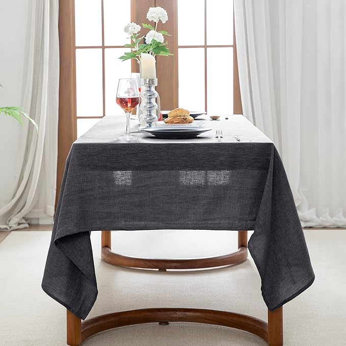 EVERLY 100% Pure Linen Rectangle Tablecloths 60x120Inches for Dining,Buffet P...