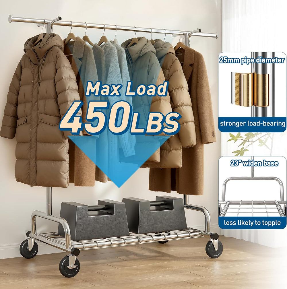 Raybee Heavy Duty Clothes Rack, 75''W Clothing Rack with 4 Hooks &...