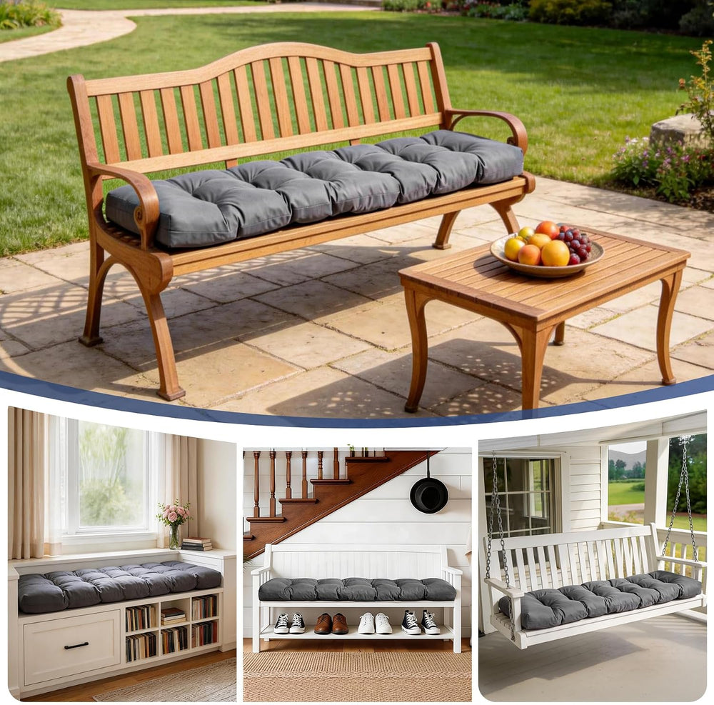 IASEAHK Outdoor & Indoor Bench Cushion, 48x18x5 Inch, Dark Grey