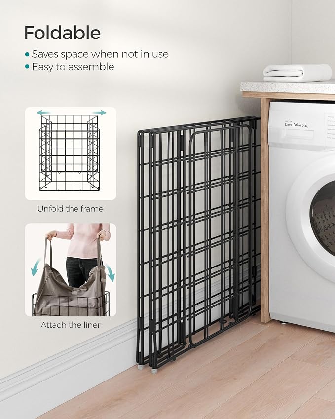 SONGMICS Laundry Hamper, 29 Gal. Laundry Basket, Collapsible Clothes Hamper