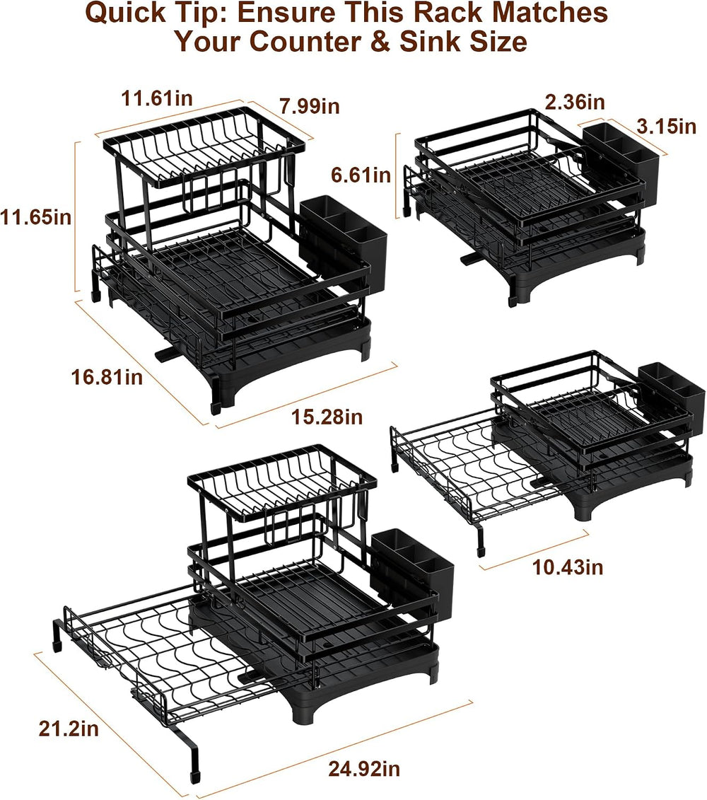 Hanyi 2-Tier Expandable Dish Drying Rack for Counter and Over Sink
