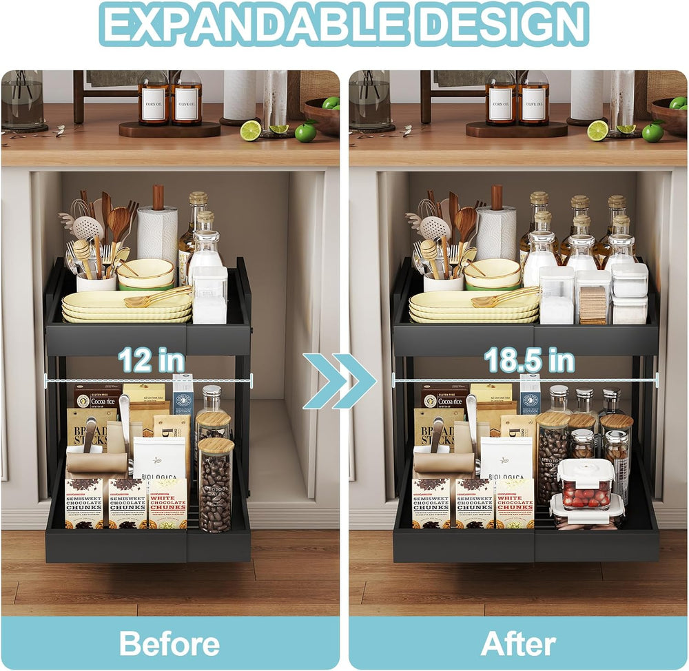 Golener 2-Tier Expandable Pull Out Cabinet Organizer, Cabinet Drawers, 16"D
