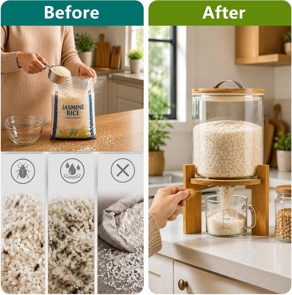 Rice Dispenser, Rice Storage Container:Flour and Cereal Container with Airtig...