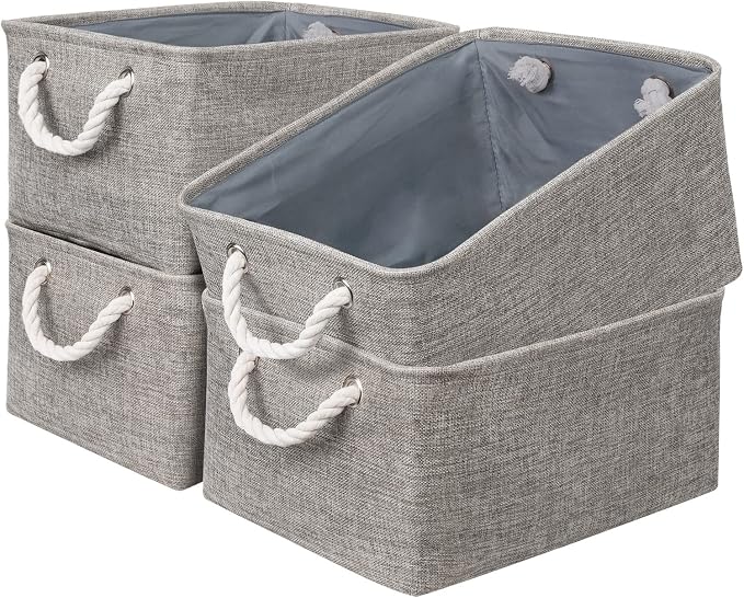 Storage Basket Fabric Sturdy Canvas Storage Bins Organizer