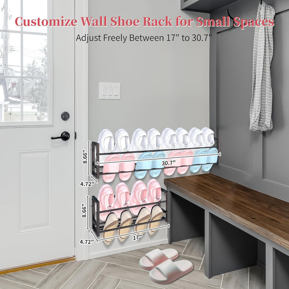 3 Pack Wall Mounted Shoe Rack for Narrow Spaces, Hanging Shoe Rack Holds 24 P...
