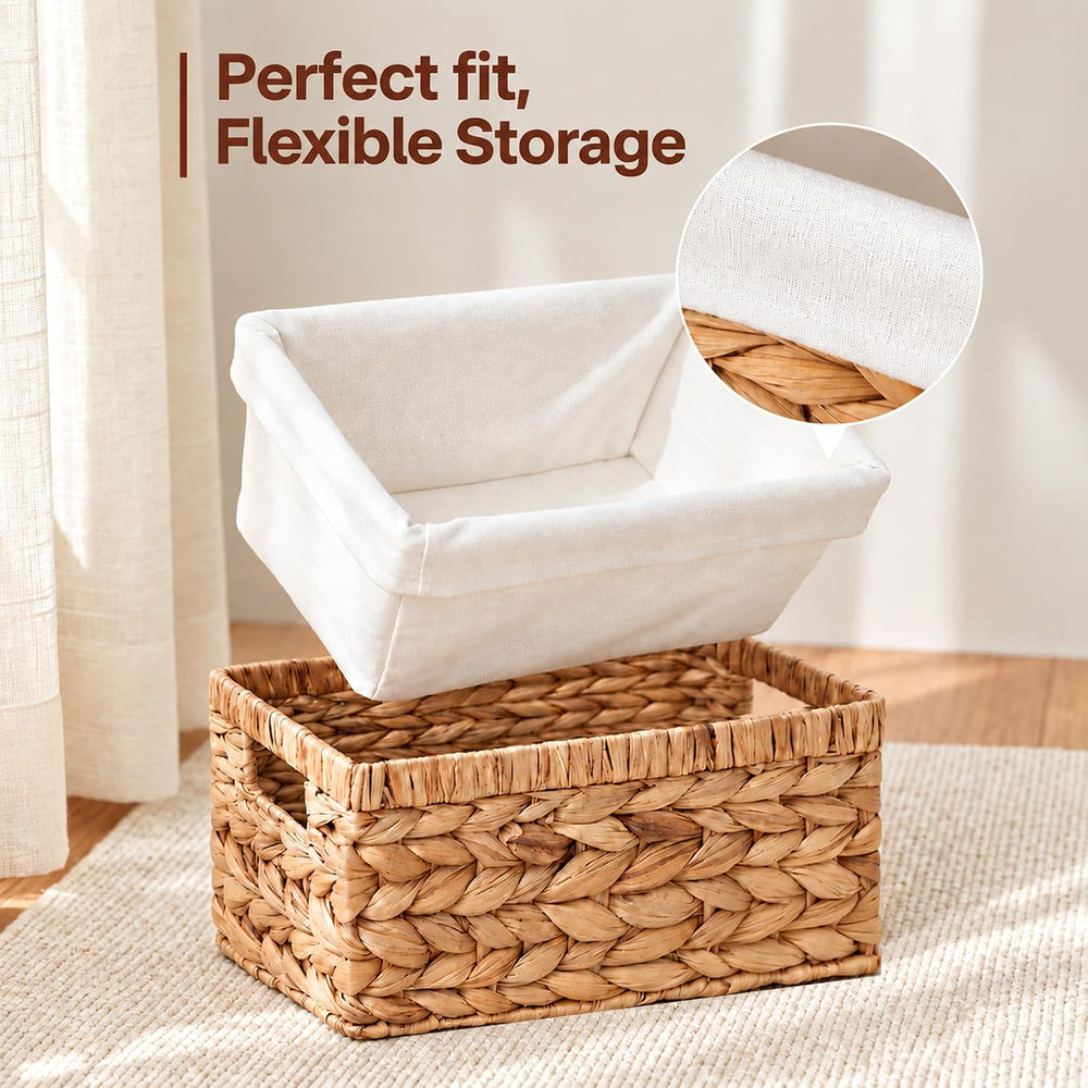 Wicker Basket, 3 Pack Wicker Storage Baskets for Shelves, Water Hyacinth