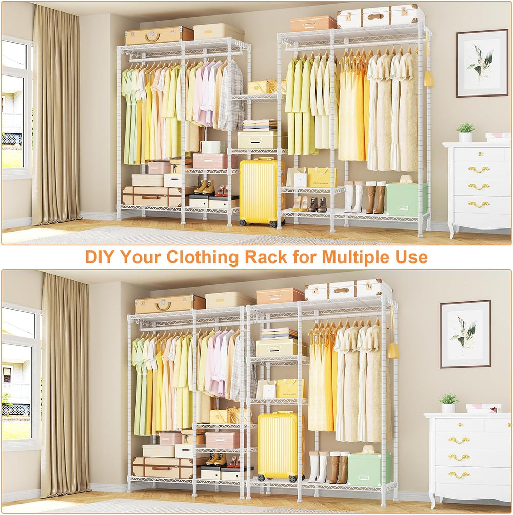 Ulif F4 Heavy Duty Clothes Rack (With Hanger Rod) Freestanding Clothing Racks...