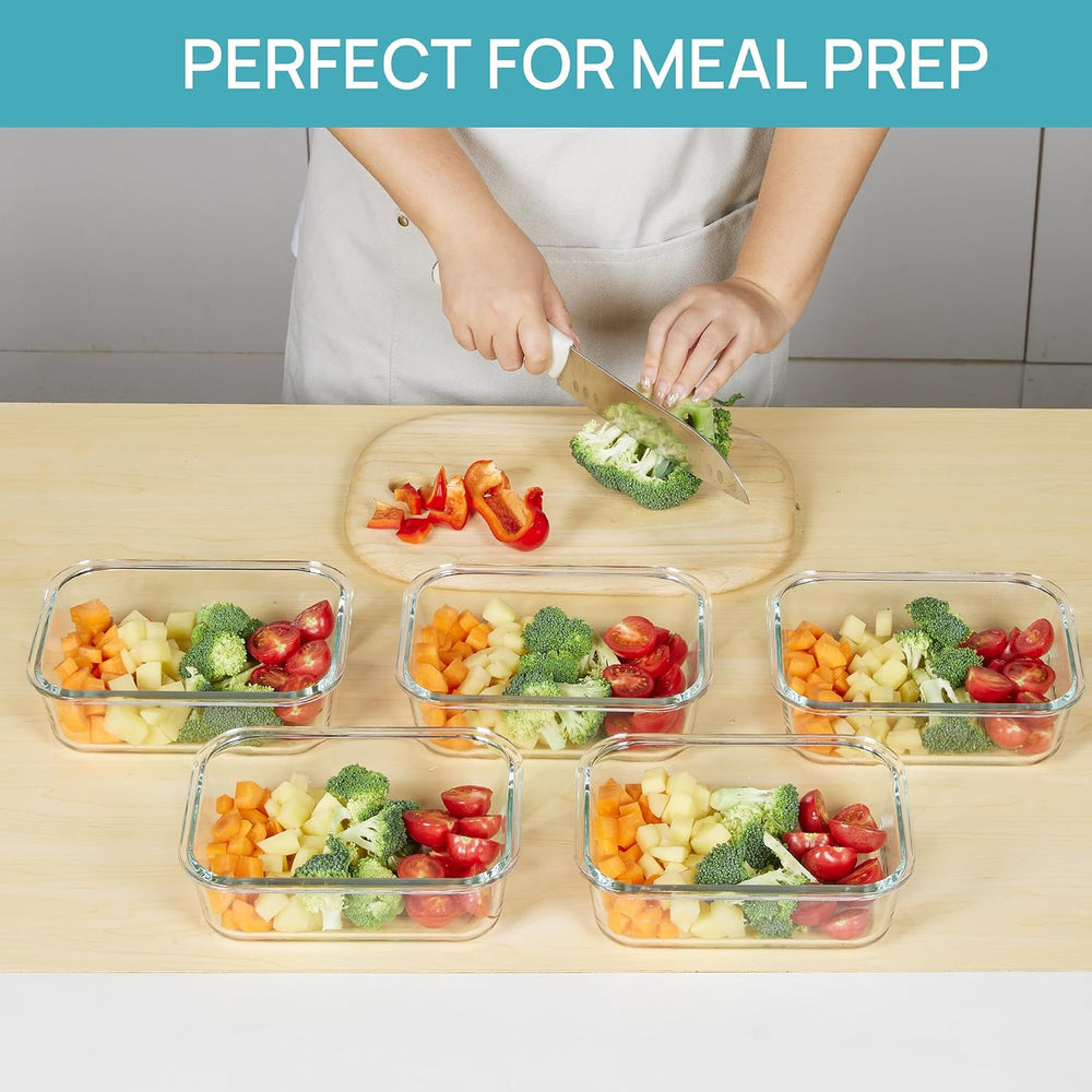 Vtopmart 5 Pack 35oz Glass Food Storage Containers with Lids, Grey