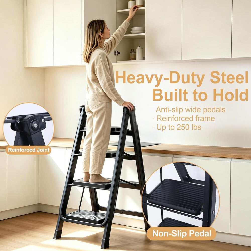 3 in 1 Clothes Drying Rack with 4 Step Folding Ladder, Collapsible Laundry Dr...