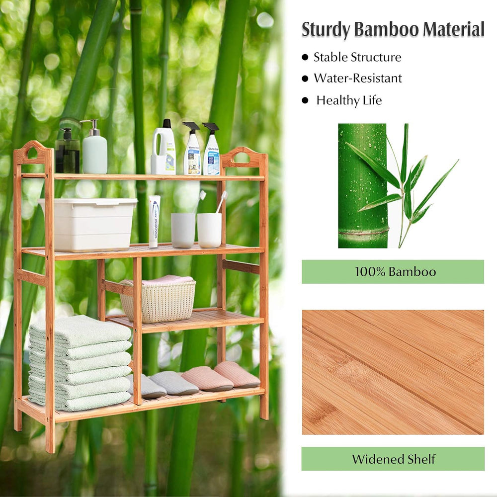 Casart 4-Tier Bamboo Shoe Rack with Boots Storage, Freestanding Wooden Displa...