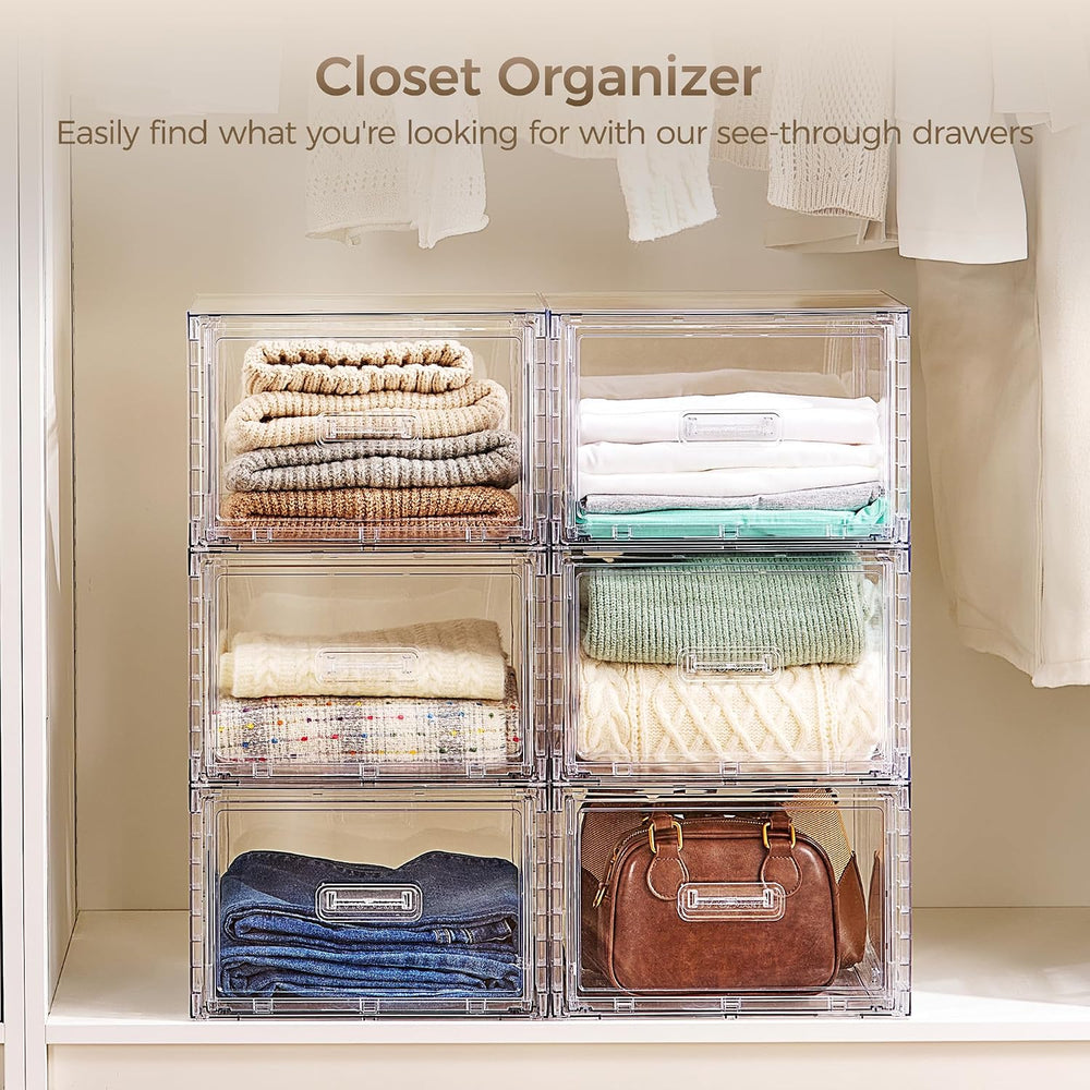 Vtopmart 2 Pack Clear Stackable Storage Drawers 15QT