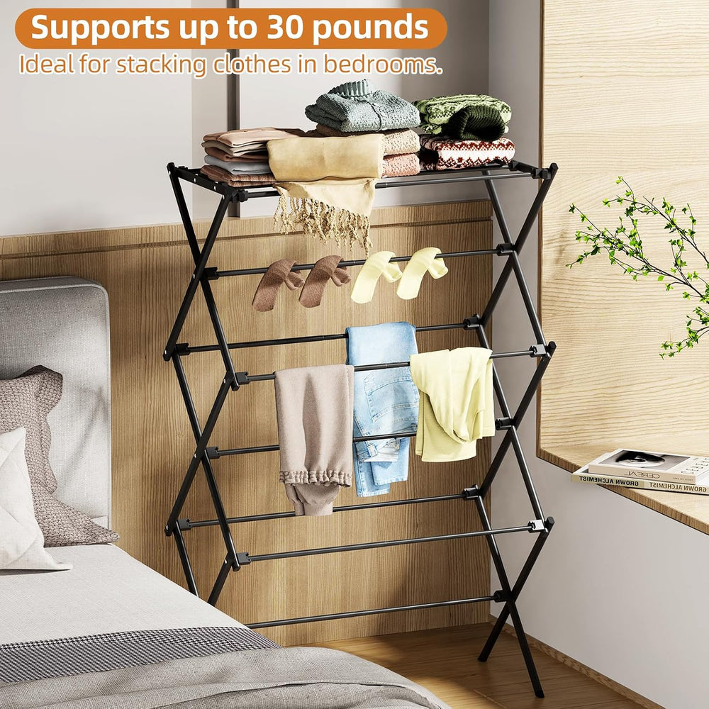Drying Rack Clothing, 3-Tier Clothes Drying Rack Foldable, Antirust Laundry D...