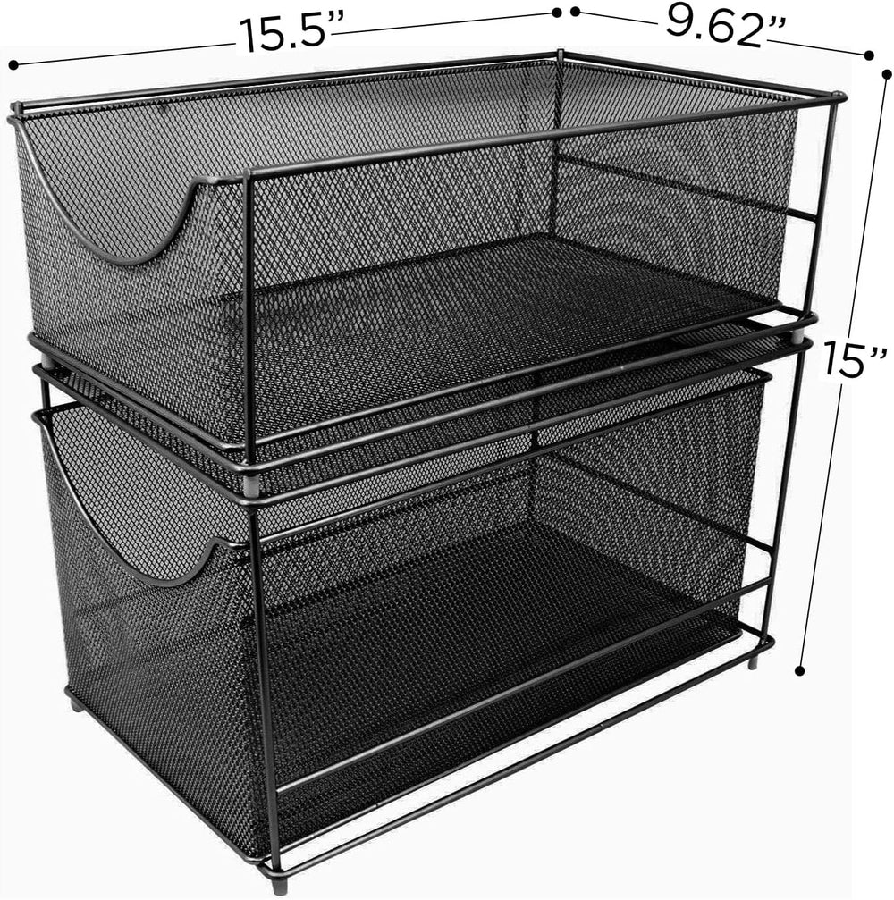 Sorbus Under Sink Organizer, Pull-Out Mesh Drawer (Black)