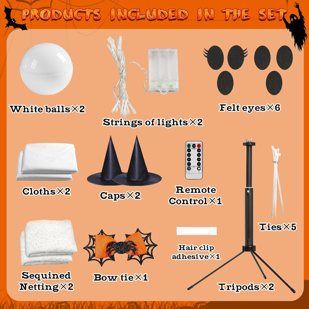 AYGXU 2pcs Halloween Decorations Indoor,Ghost Decor with String Lights Remote...