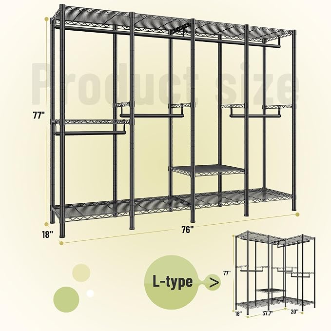 Raybee Heavy Duty Clothes Rack for Hanging Clothes, Clothing Rack