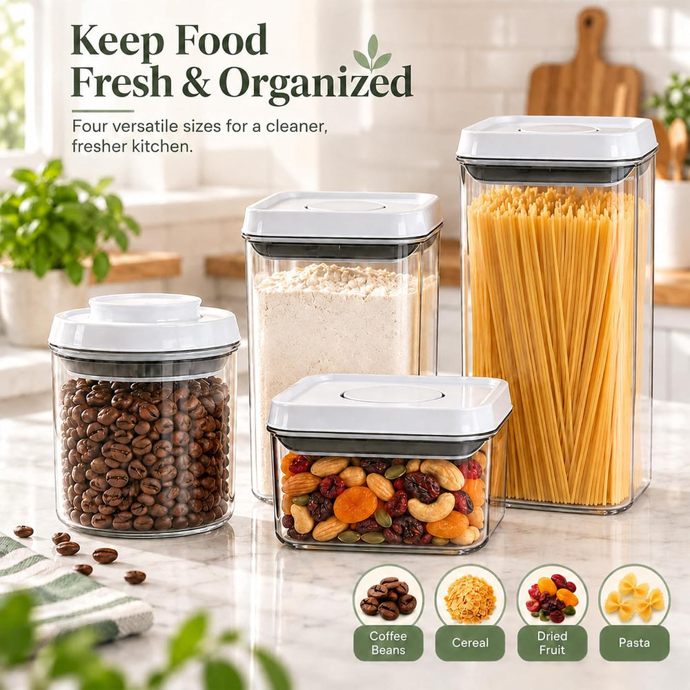Pop Push Button Airtight Food Storage Containers 12 Pack