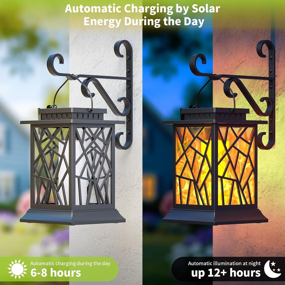 Solar Lanterns Outdoor Waterproof, Flickering Flame Hanging Solar Lights