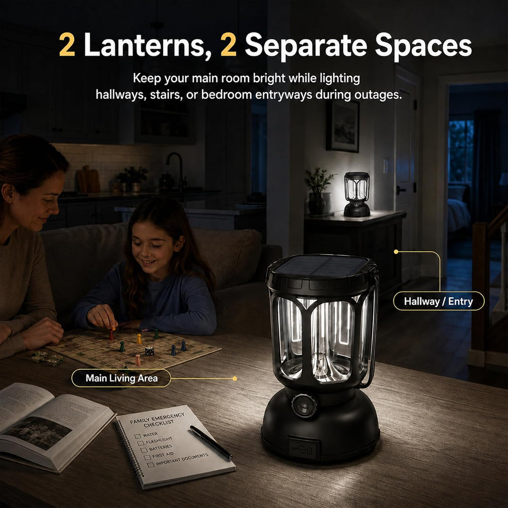Raynic Camping Lanterns 2 Pack, USB-C & Solar Rechargeable, Long Last