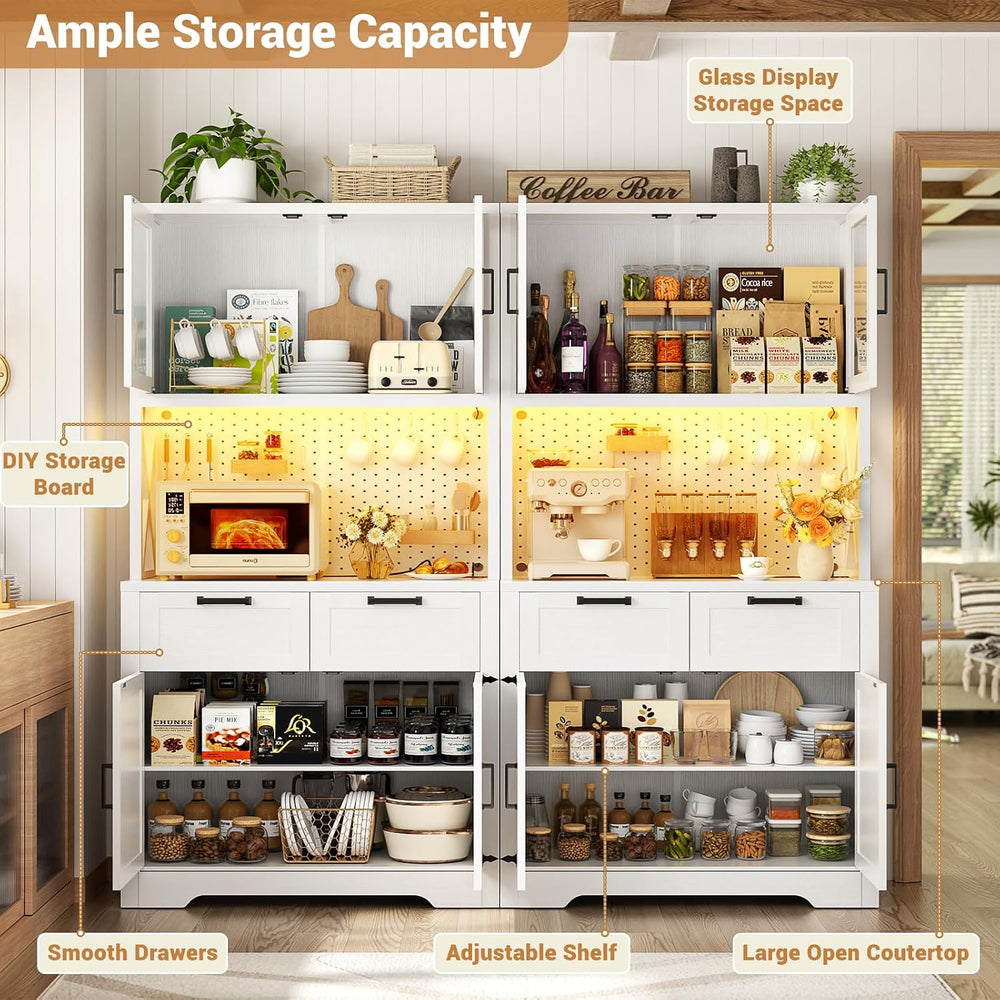 Unikito 71" Tall Kitchen Pantry Storage Cabinet, 63" W Kitchen Hutch